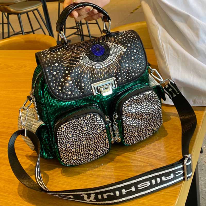 Luxury Bags Leather - Mochila De Cuero PU con diamantes